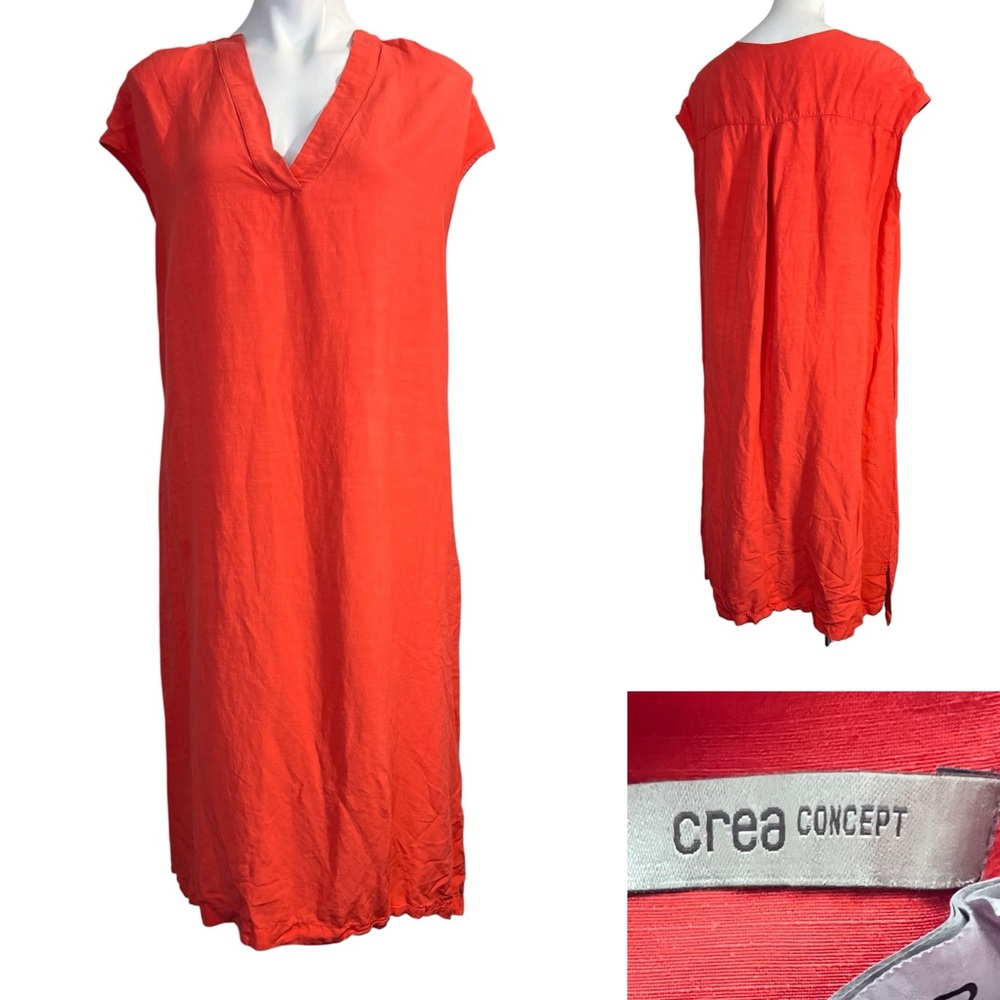 Crea Concept Dress Size 42 US sz L/10-12 orange sleeveless v-neck shift midi